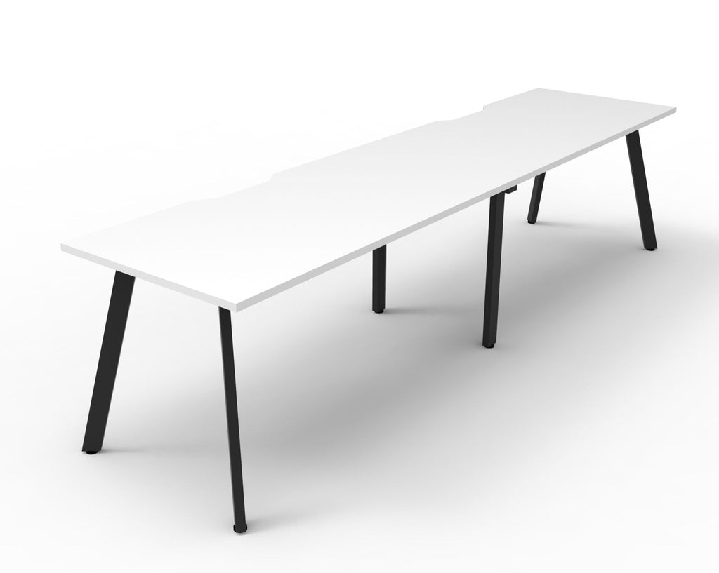 Rapidline Eternity Single Sided 2 Person Workstation 1200 x 750mm Natural White / Black Satin