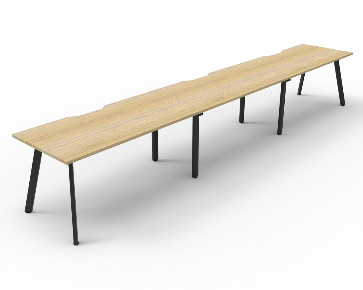 Rapidline Eternity Single Sided 3 Person Workstation 1500 x 750mm Natural Oak / Black Satin