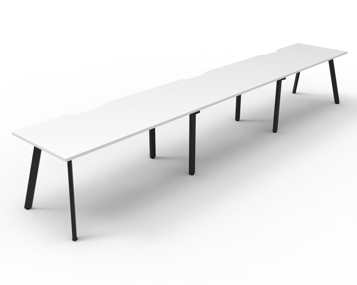 Rapidline Eternity Single Sided 3 Person Workstation 1200 x 750mm Natural White / Black Satin