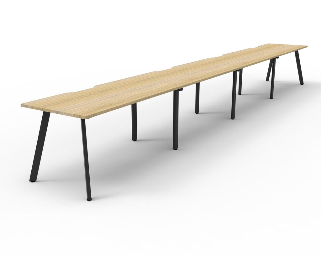 Rapidline Eternity Single Sided 4 Person Workstation 1200 x 750mm Natural Oak / Black Satin