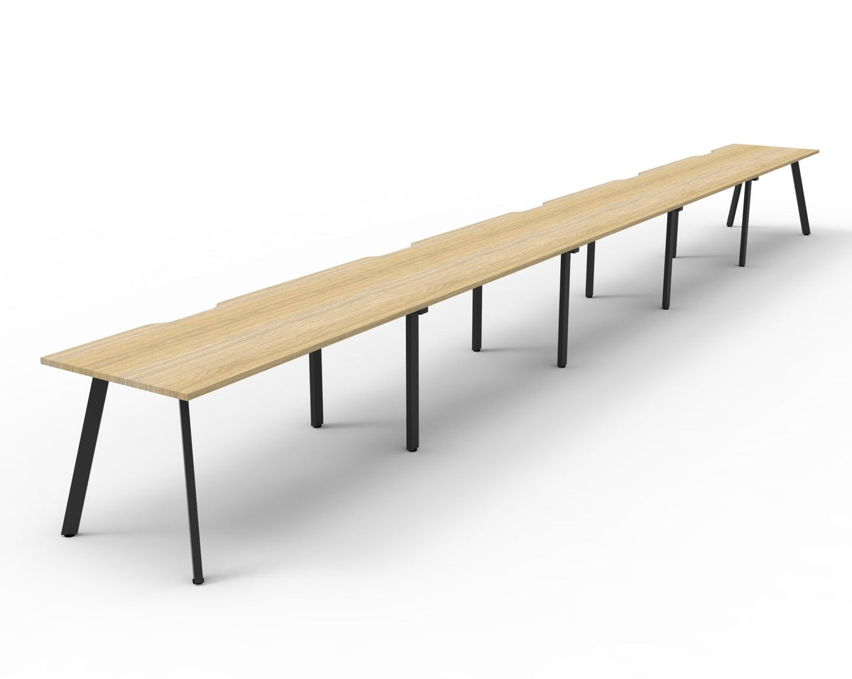 Rapidline Eternity Single Sided 5 Person Workstation 1800 x 750mm Natural Oak / Black Satin