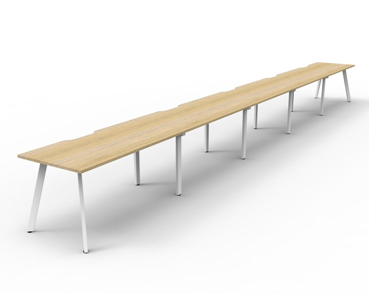 Rapidline Eternity Single Sided 5 Person Workstation 1800 x 750mm Natural Oak / White Satin