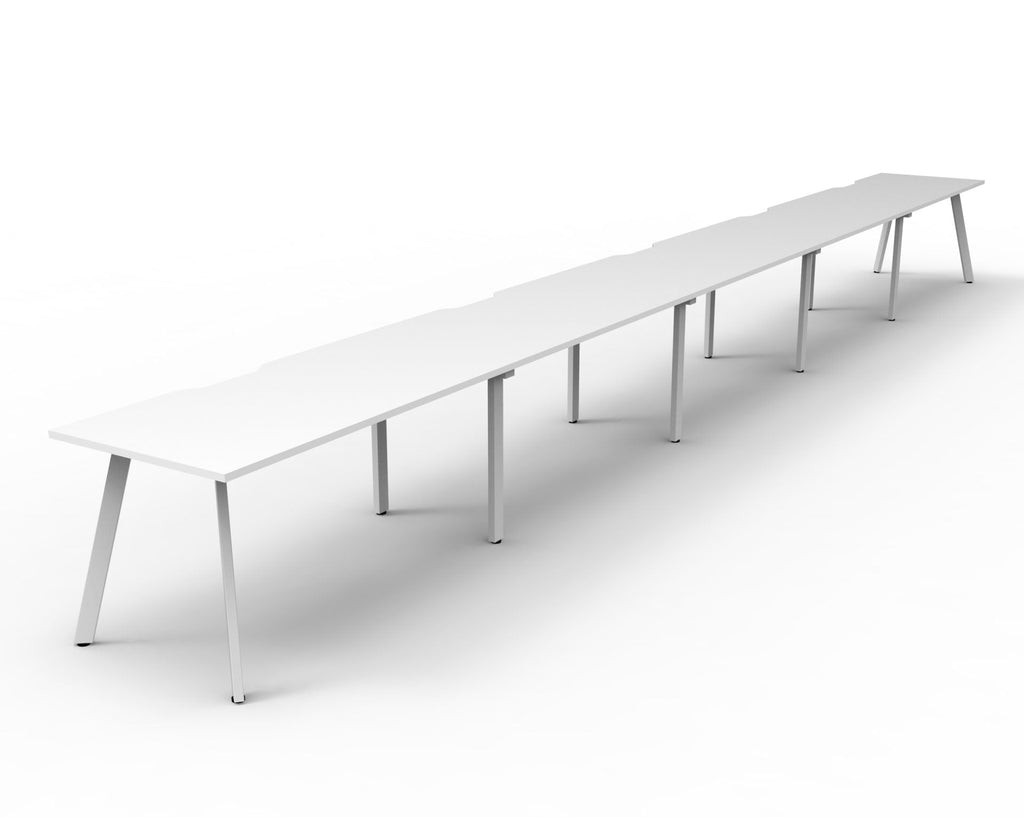 Rapidline Eternity Single Sided 5 Person Workstation 1200 x 750mm Natural White / White Satin
