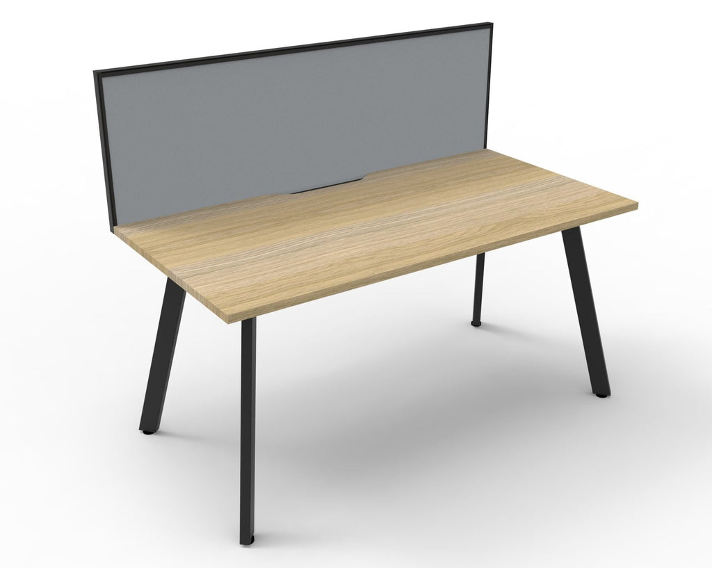 Rapidline Eternity Single Sided Workstation 1200 x 750mm with Screen Natural Oak / Black Satin