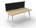 Rapidline Eternity Single Sided Workstation 1500 x 750mm with Screen Natural Oak / White Satin