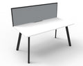 Rapidline Eternity Single Sided Workstation 1500 x 750mm with Screen Natural White / Black Satin