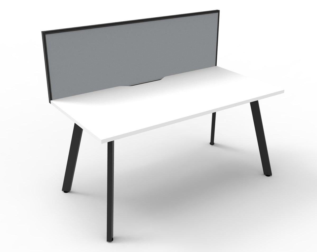 Rapidline Eternity Single Sided Workstation 1500 x 750mm with Screen Natural White / Black Satin