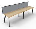 Rapidline Eternity Single Sided 2 Person Workstation 1800 x 750mm with Screen Natural Oak / Black Satin