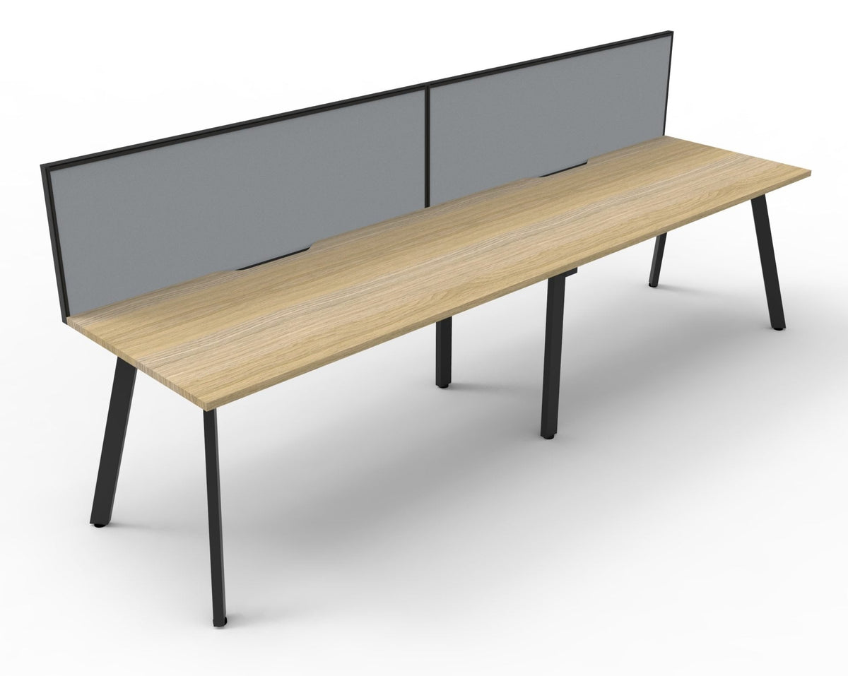 Rapidline Eternity Single Sided 2 Person Workstation 1800 x 750mm with Screen Natural Oak / Black Satin