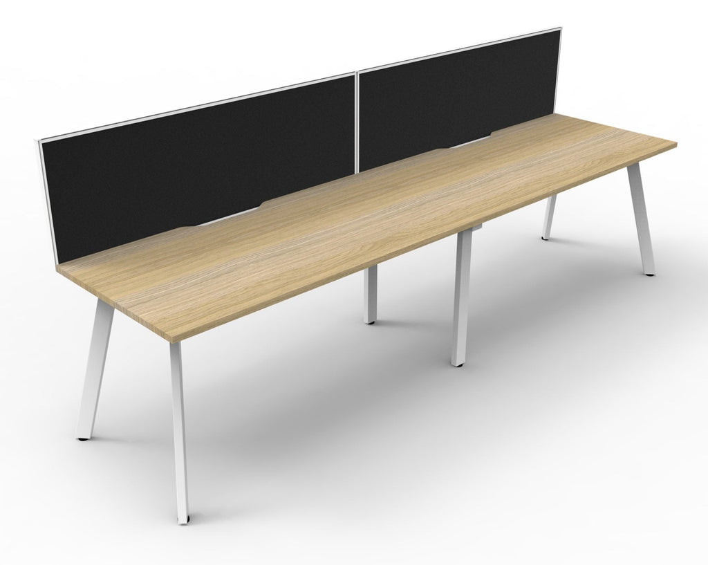 Rapidline Eternity Single Sided 2 Person Workstation 1800 x 750mm with Screen Natural Oak / White Satin