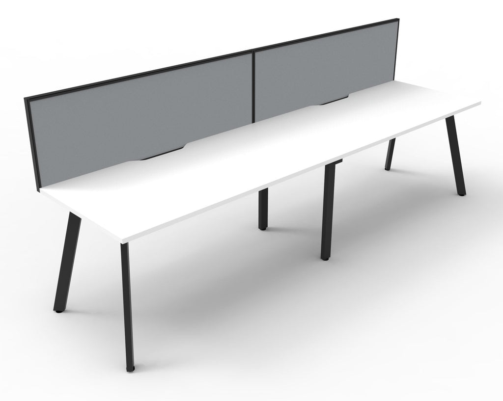 Rapidline Eternity Single Sided 2 Person Workstation 1800 x 750mm with Screen Natural White / Black Satin