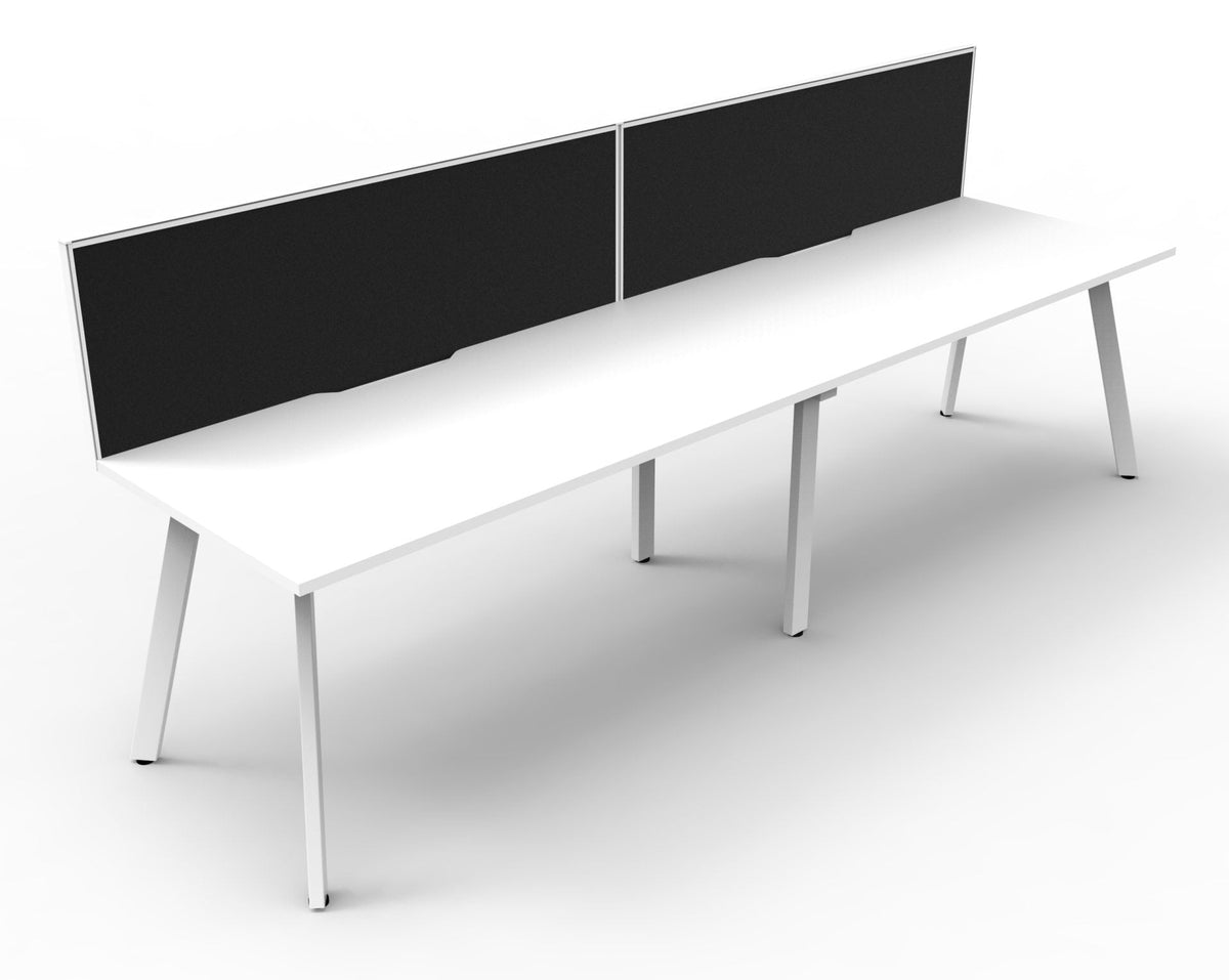 Rapidline Eternity Single Sided 2 Person Workstation 1500 x 750mm with Screen Natural White / White Satin