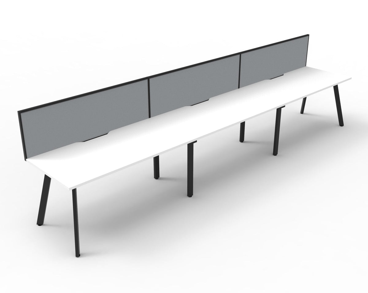 Rapidline Eternity Single Sided 3 Person Workstation 1200 x 750mm with Screen Natural White / Black Satin