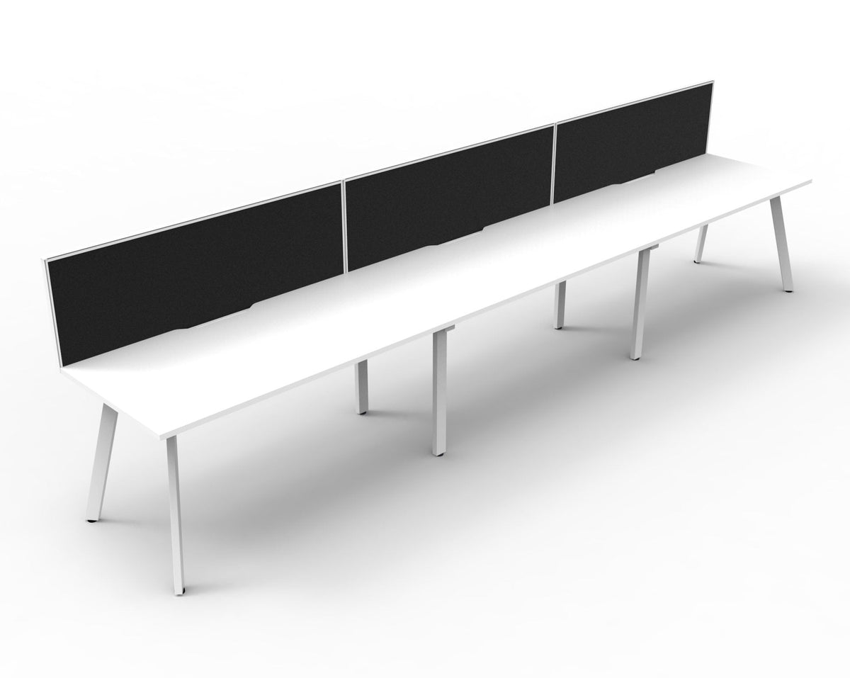 Rapidline Eternity Single Sided 3 Person Workstation 1200 x 750mm with Screen Natural White / White Satin