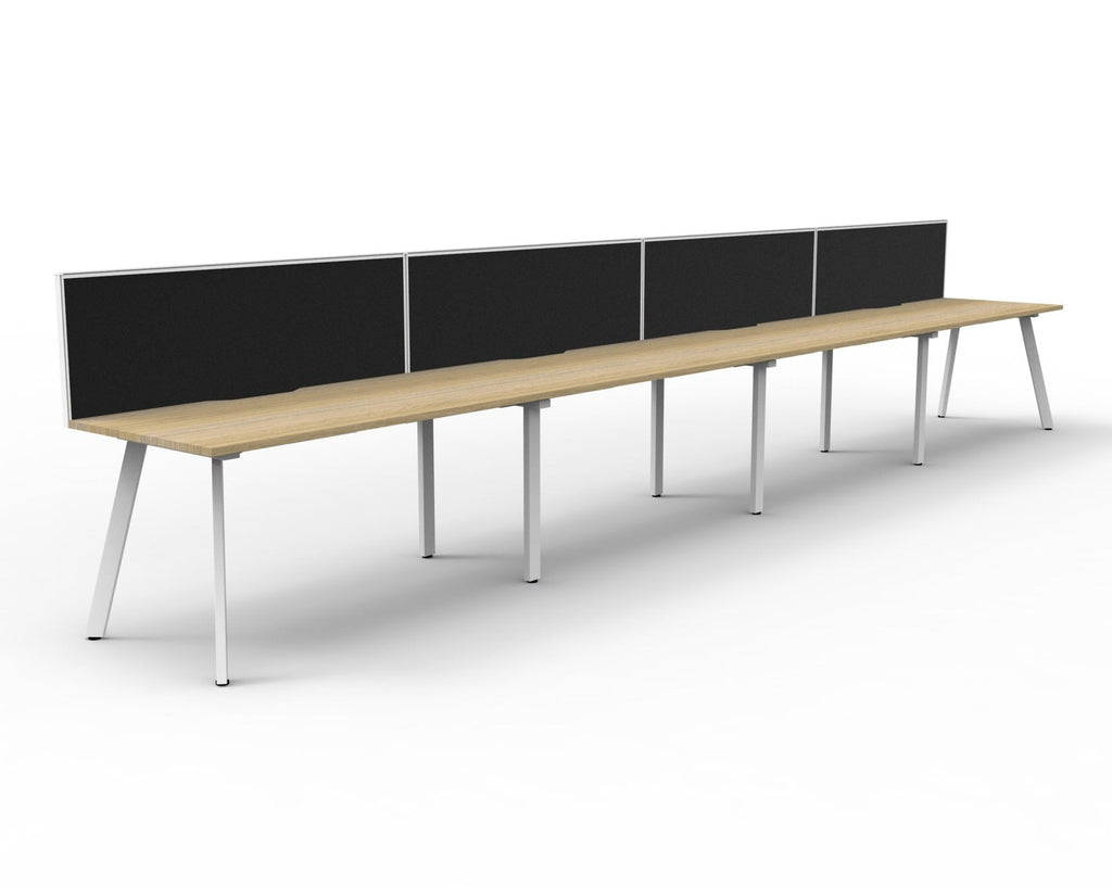 Rapidline Eternity Single Sided 4 Person Workstation 1200 x 750mm with Screen Natural Oak / White Satin
