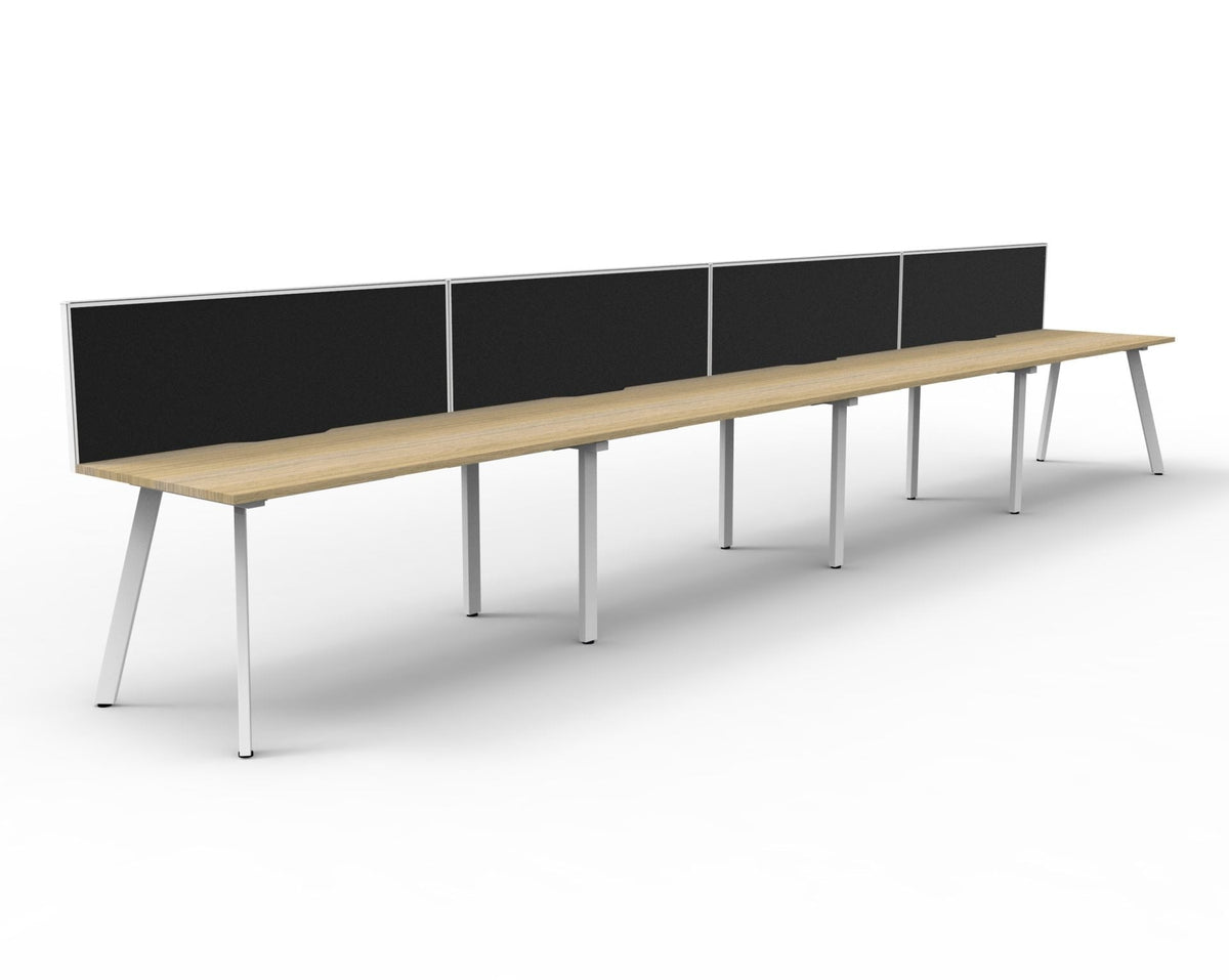 Rapidline Eternity Single Sided 4 Person Workstation 1500 x 750mm with Screen Natural Oak / White Satin
