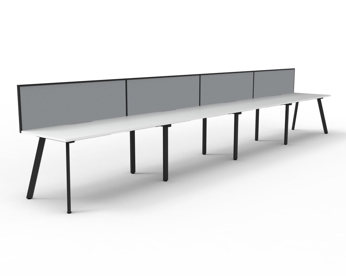 Rapidline Eternity Single Sided 4 Person Workstation 1200 x 750mm with Screen Natural White / Black Satin