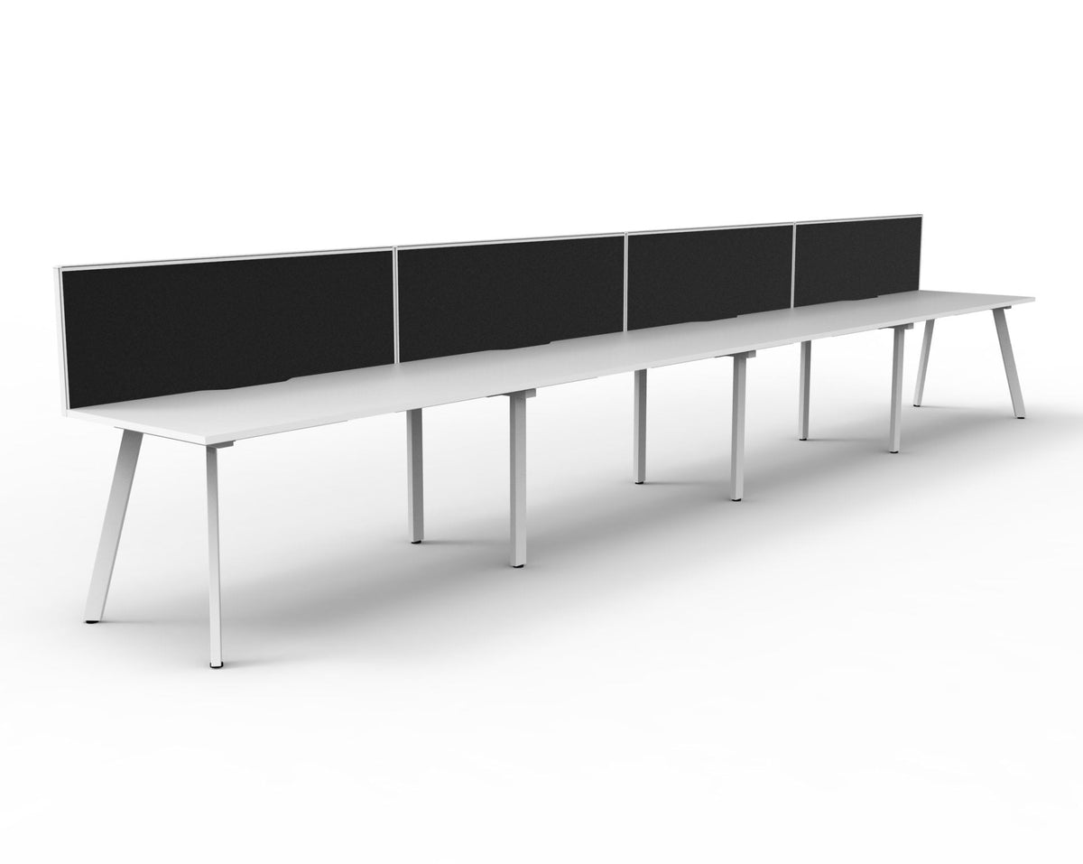 Rapidline Eternity Single Sided 4 Person Workstation 1500 x 750mm with Screen Natural White / White Satin