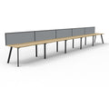 Rapidline Eternity Single Sided 5 Person Workstation 1500 x 750mm with Screen Natural Oak / Black Satin