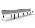 Rapidline Eternity Single Sided 5 Person Workstation 1800 x 750mm with Screen Natural White / Black Satin