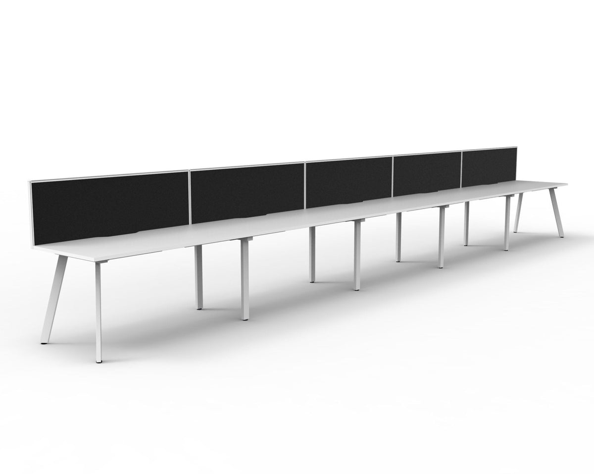 Rapidline Eternity Single Sided 5 Person Workstation 1200 x 750mm with Screen Natural White / White Satin