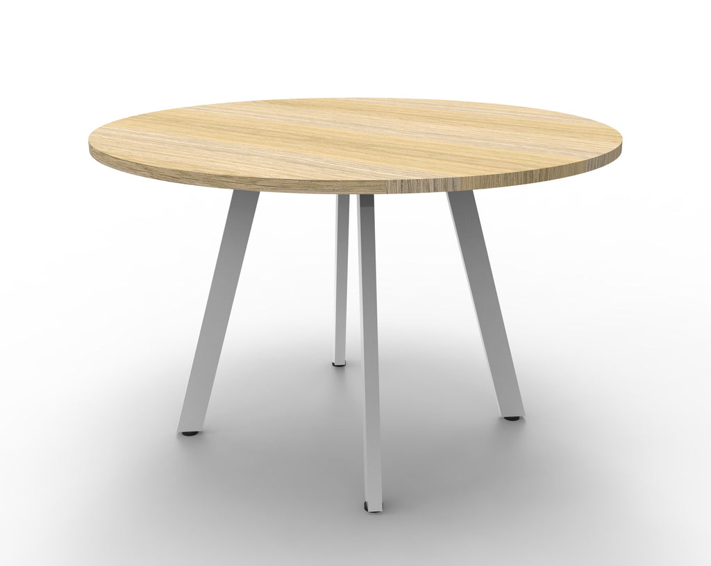 Rapidline Eternity Round Meeting Table 900mm Diameter Natural Oak / White