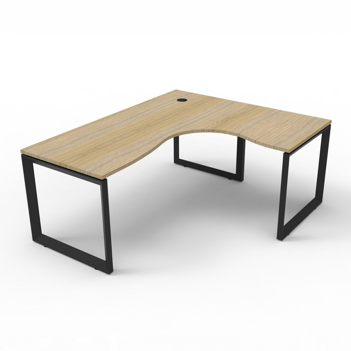 Rapidline Deluxe Rapid Infinity 4 Person Corner Workstation Loop Leg 1800 x 1800 x 750mm with Screen Natural Oak / White Satin