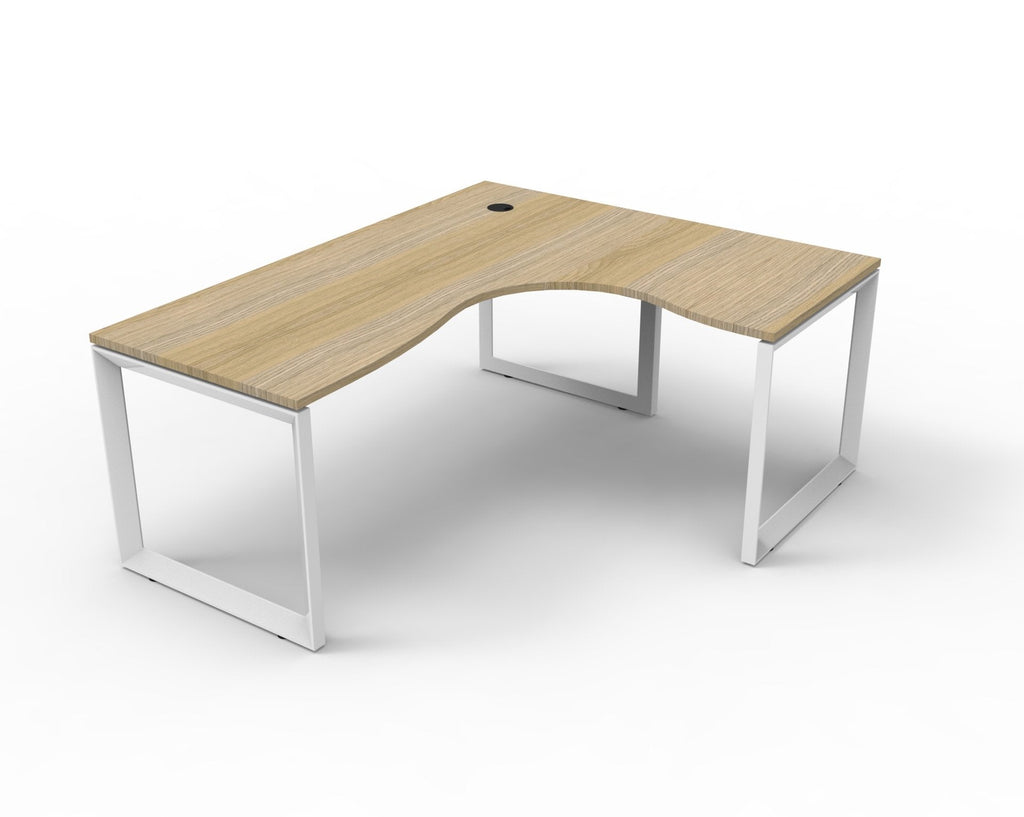 Rapidline Deluxe Rapid Infinity Corner Workstation Loop Leg 1500 x 1500 x 750mm Natural Oak / White Satin