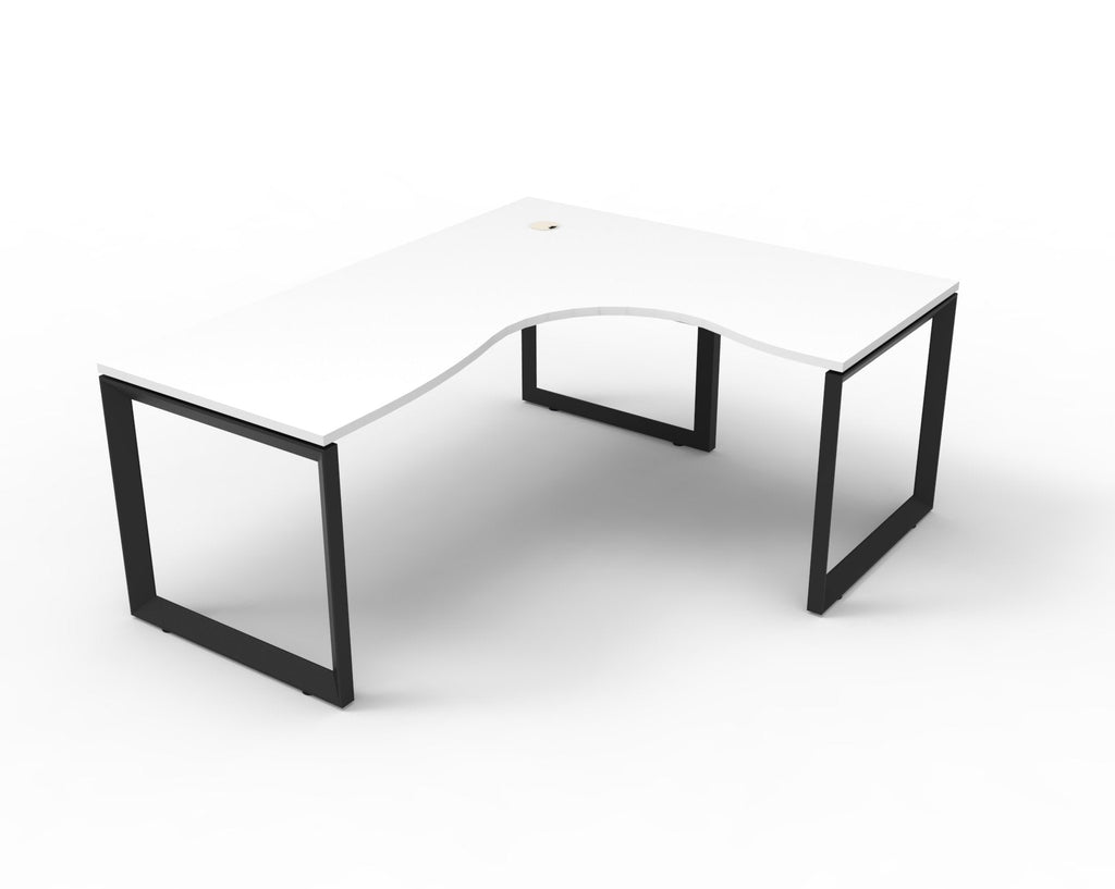 Rapidline Deluxe Rapid Infinity Corner Workstation Loop Leg 1800 x 1500 x 750mm Natural Oak / Black Satin