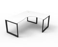 Rapidline Deluxe Rapid Infinity 4 Person Corner Workstation Loop Leg 1800 x 1500 x 750mm with Screen Natural White / Black Satin