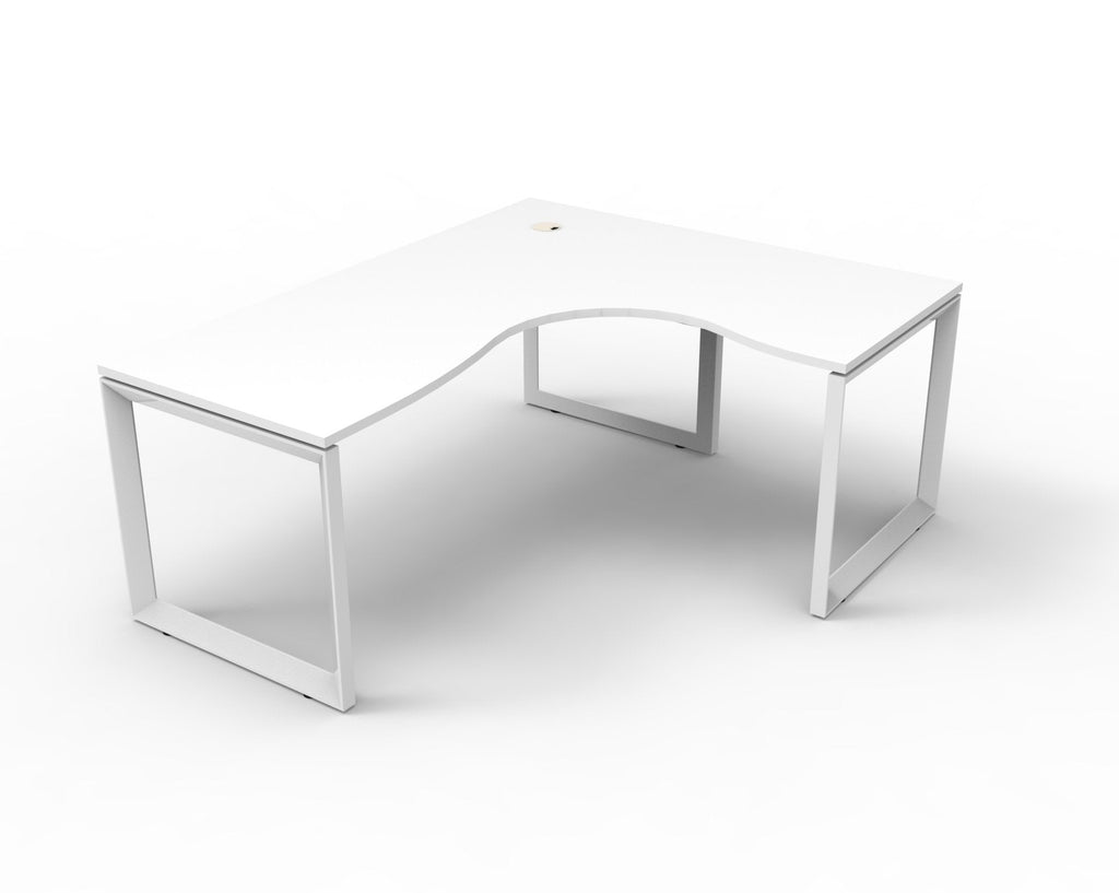 Rapidline Deluxe Rapid Infinity Corner Workstation Loop Leg 1500 x 1500 x 750mm Natural White / White Satin