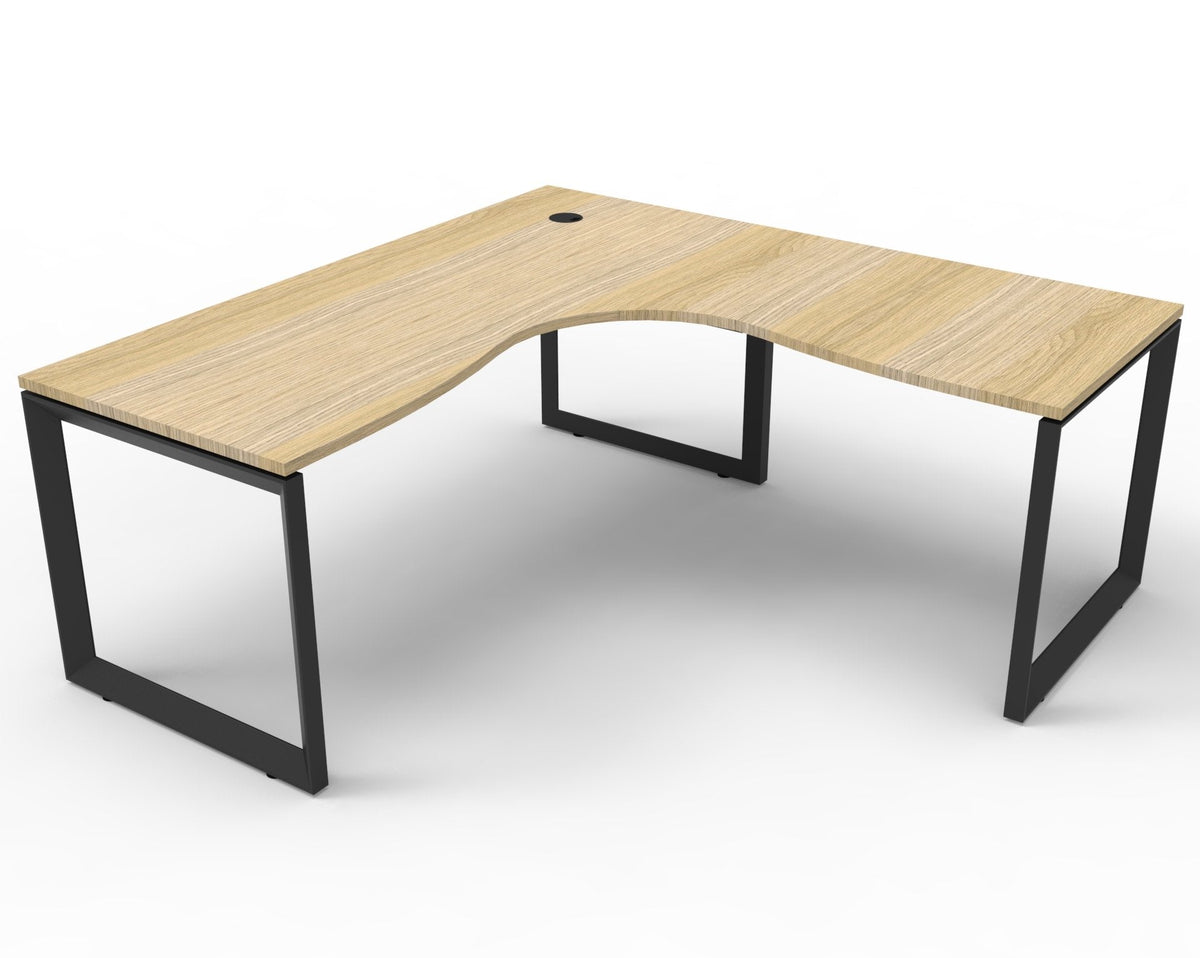 Rapidline Deluxe Rapid Infinity Corner Workstation Loop Leg 1500 x 1500 x 750mm Natural Oak / Black Satin