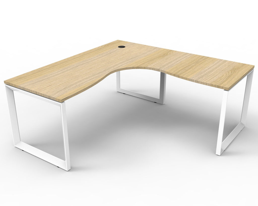 Rapidline Deluxe Rapid Infinity Corner Workstation Loop Leg 1500 x 1500 x 750mm Natural Oak / White Satin