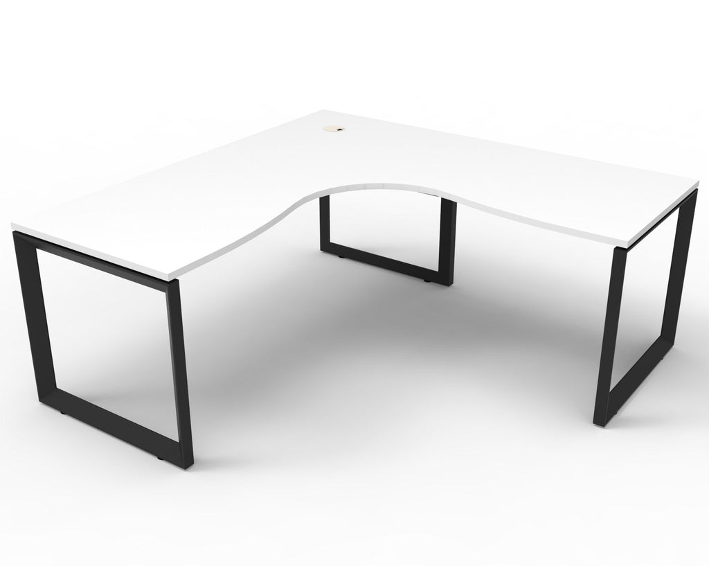 Rapidline Deluxe Rapid Infinity Corner Workstation Loop Leg 1800 x 1800 x 750mm Natural White / Black Satin