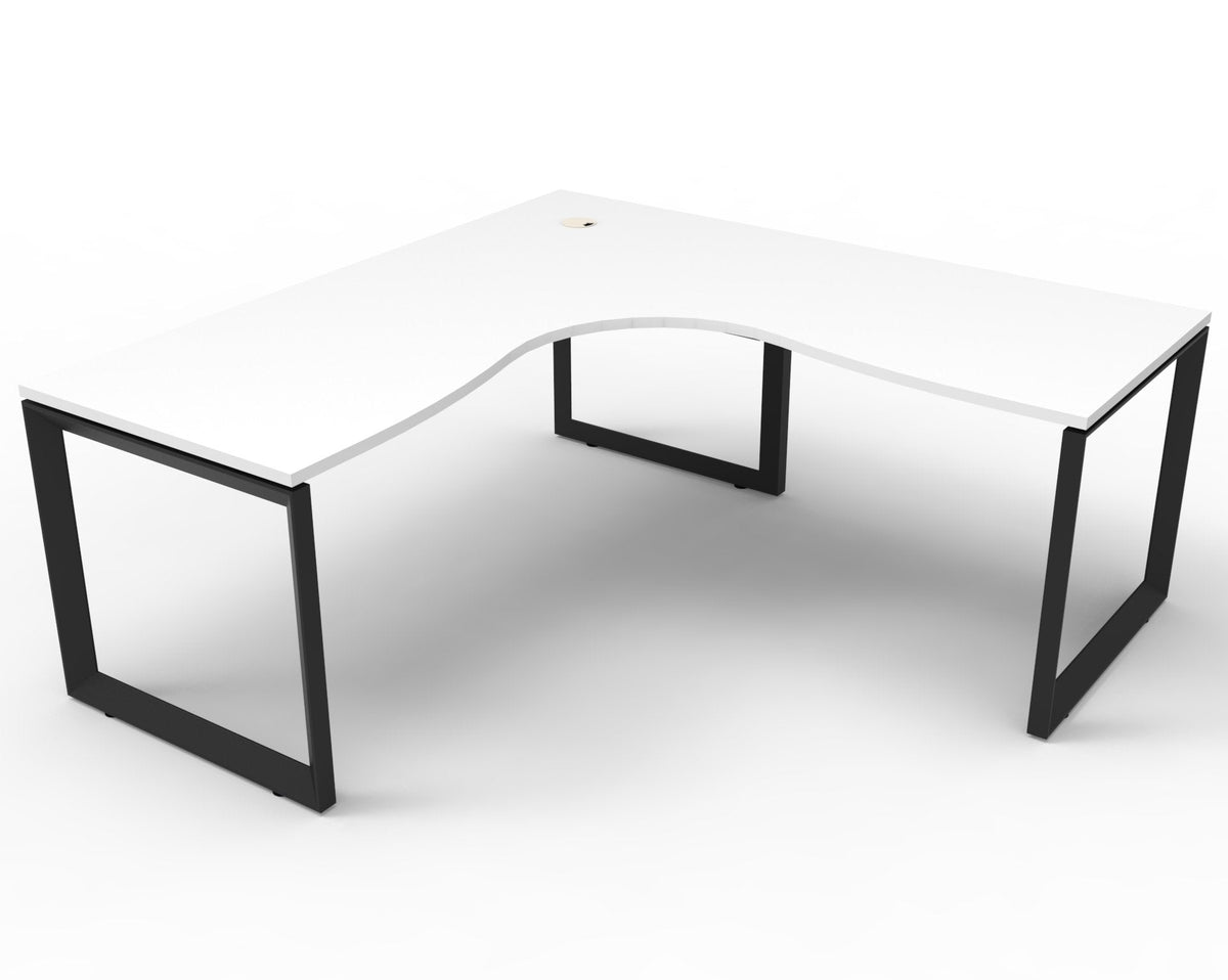 Rapidline Deluxe Rapid Infinity Corner Workstation Loop Leg 1800 x 1500 x 750mm Natural White / Black Satin