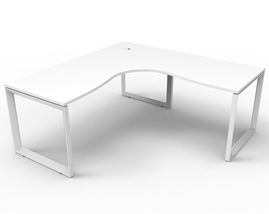 Rapidline Deluxe Rapid Infinity Corner Workstation Loop Leg 1800 x 1800 x 750mm Natural Oak / White Satin