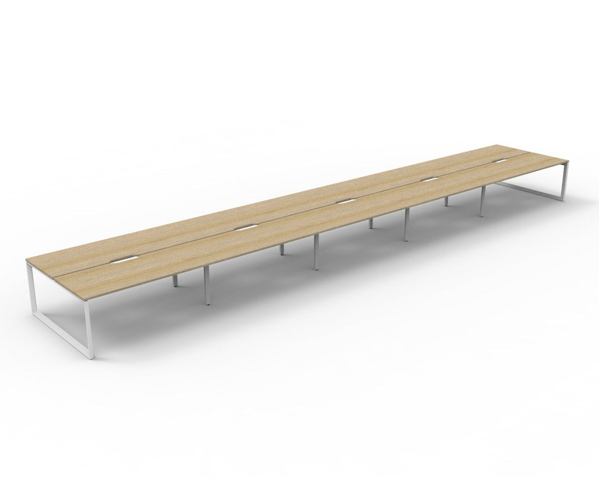 Rapidline Deluxe Infinity Back to Back 10 Person Workstation Loop Leg 1800 x 750mm Natural Oak / White Satin