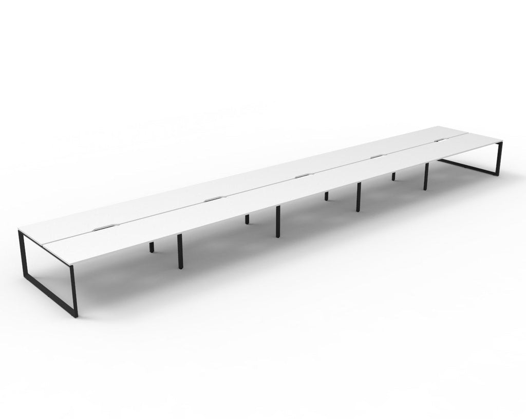 Rapidline Deluxe Infinity Back to Back 10 Person Workstation Loop Leg 1500 x 750mm Natural White / Black Satin