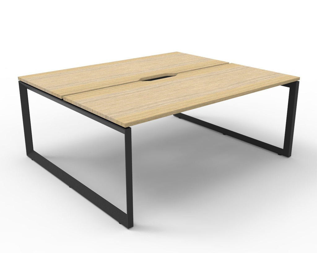 Rapidline Deluxe Infinity Back to Back 2 Person Workstation Loop Leg 1200 x 750mm Natural Oak / Black Satin