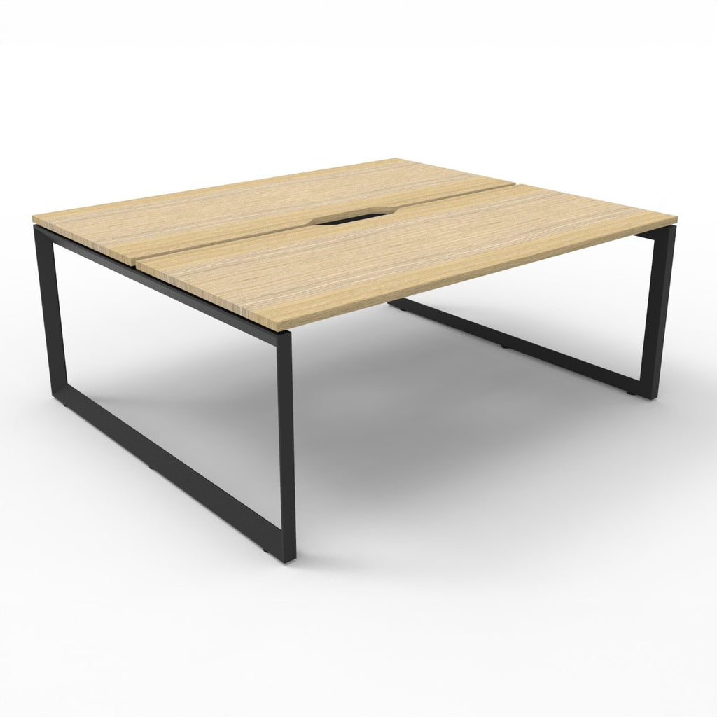 Rapidline Deluxe Infinity Back to Back 10 Person Workstation Loop Leg 1500 x 750mm Natural Oak / White Satin