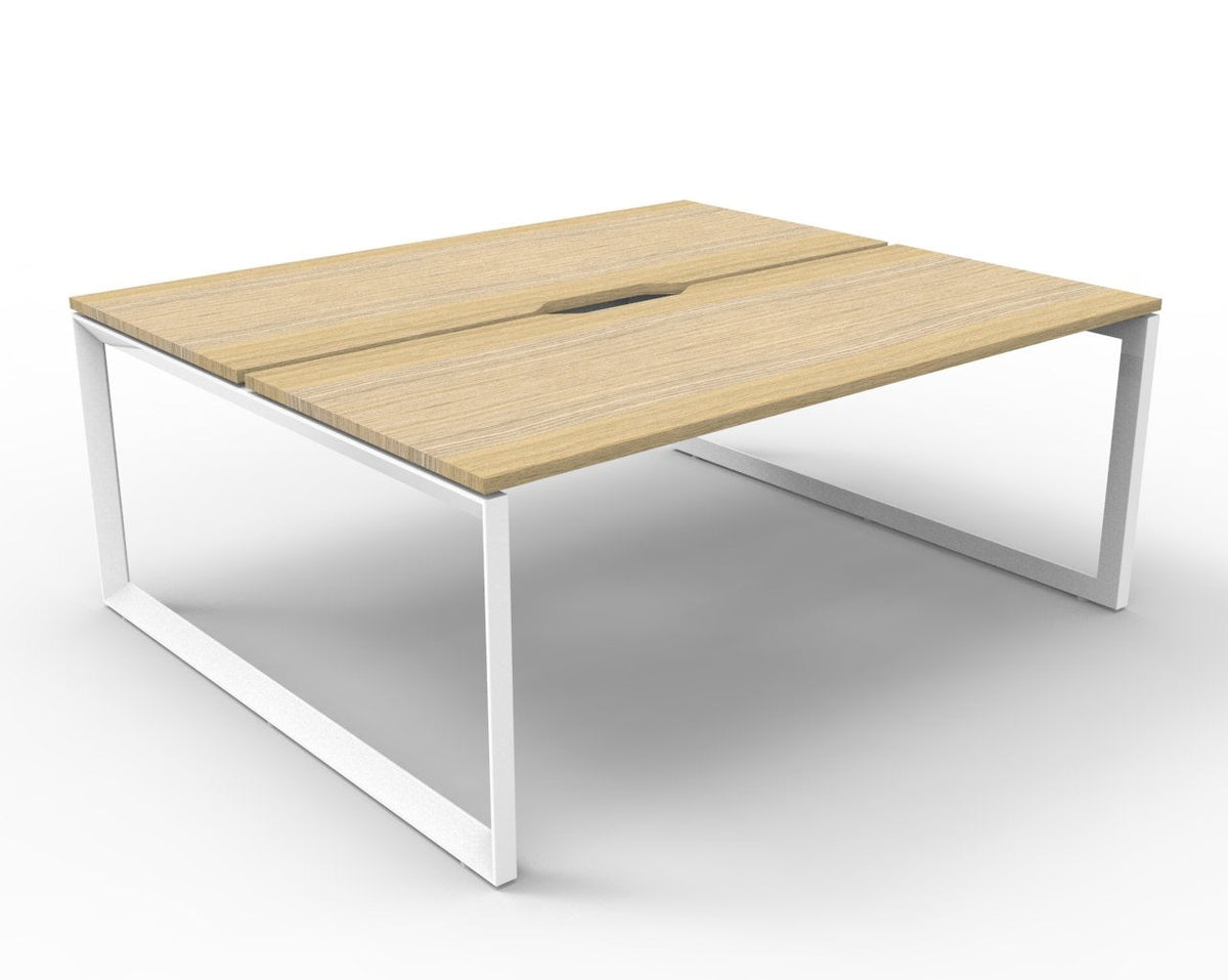 Rapidline Deluxe Infinity Back to Back 2 Person Workstation Loop Leg 1200 x 750mm Natural Oak / White Satin