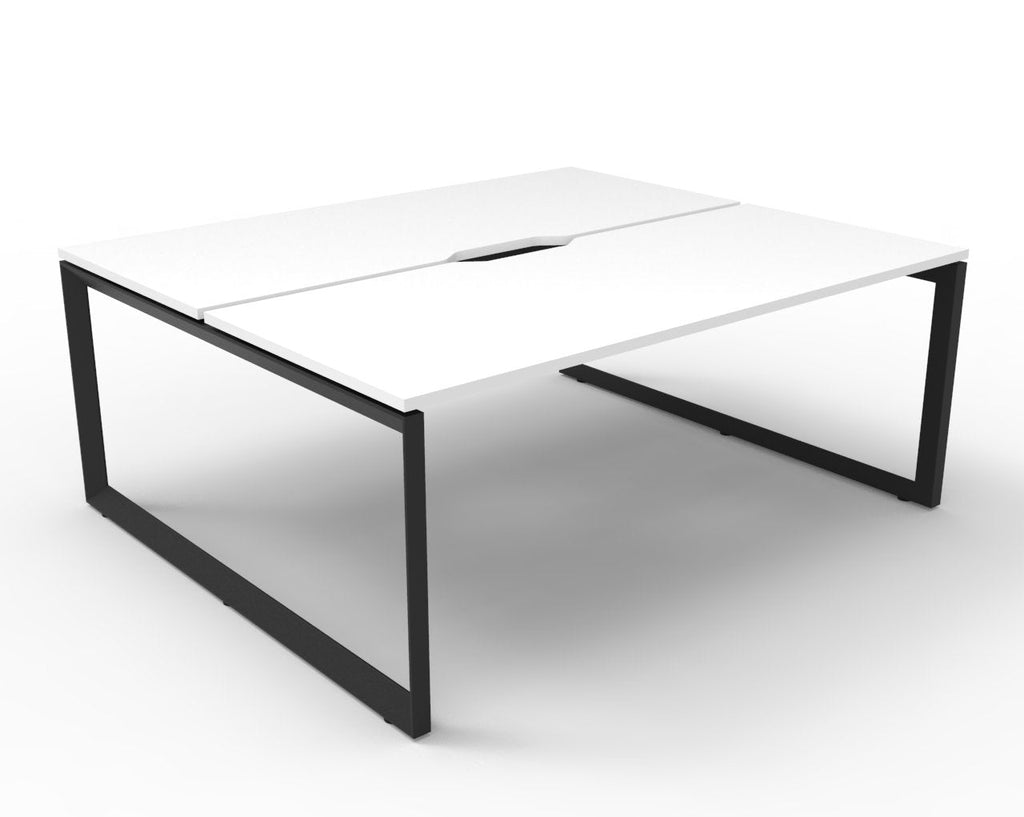 Rapidline Deluxe Infinity Back to Back 2 Person Workstation Loop Leg 1500 x 750mm Natural White / Black Satin
