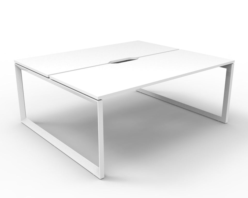 Rapidline Deluxe Infinity Back to Back 2 Person Workstation Loop Leg 1800 x 750mm Natural White / White Satin