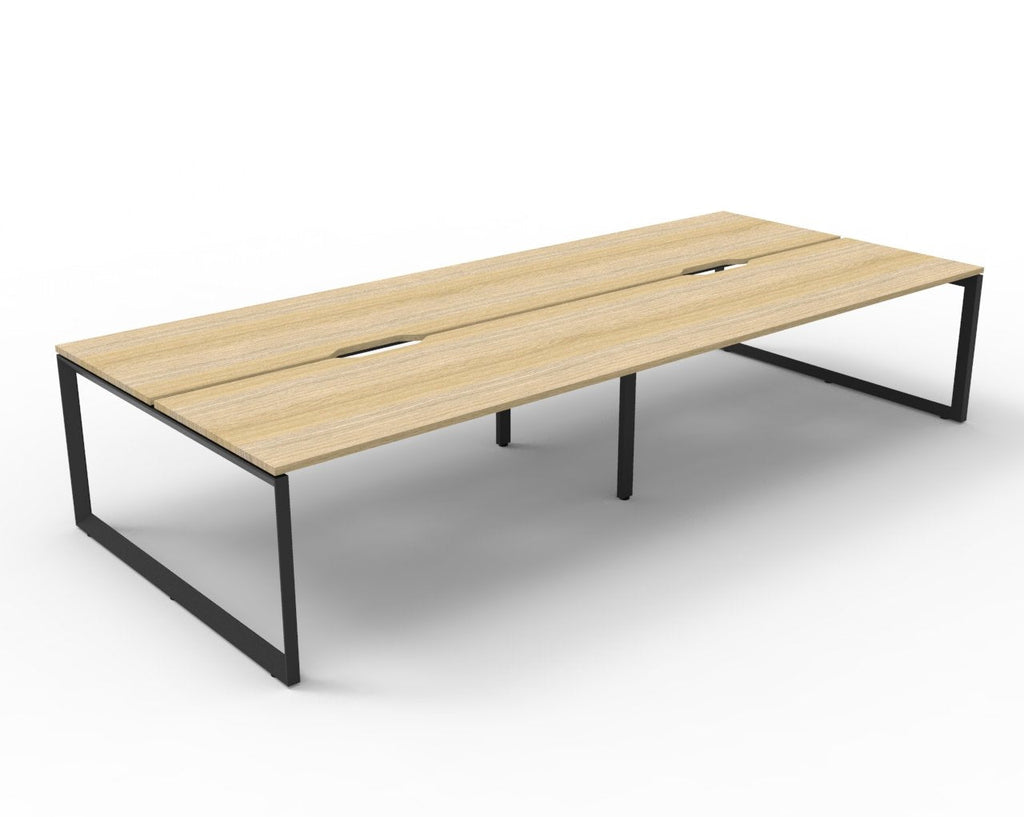 Rapidline Deluxe Infinity Back to Back 4 Person Workstation Loop Leg 1200 x 750mm Natural Oak / Black Satin
