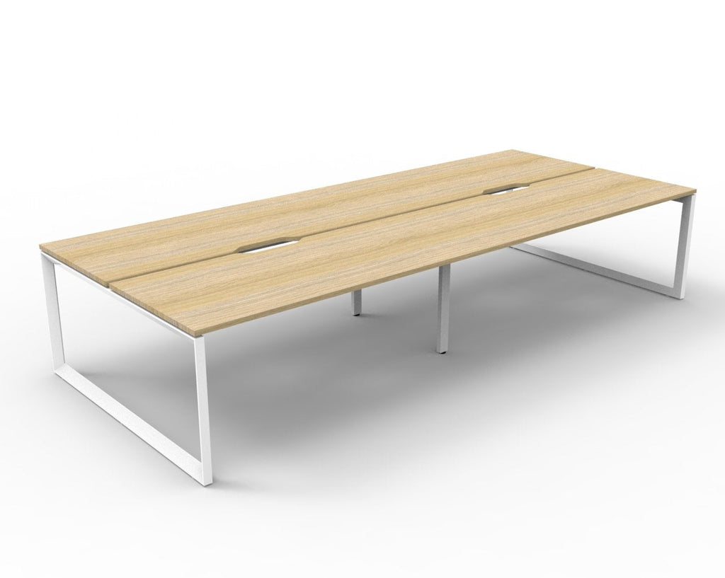 Rapidline Deluxe Infinity Back to Back 4 Person Workstation Loop Leg 1200 x 750mm Natural Oak / White Satin