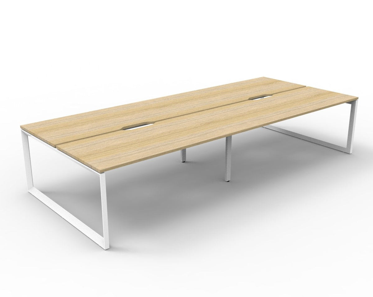 Rapidline Deluxe Infinity Back to Back 4 Person Workstation Loop Leg 1200 x 750mm Natural Oak / White Satin