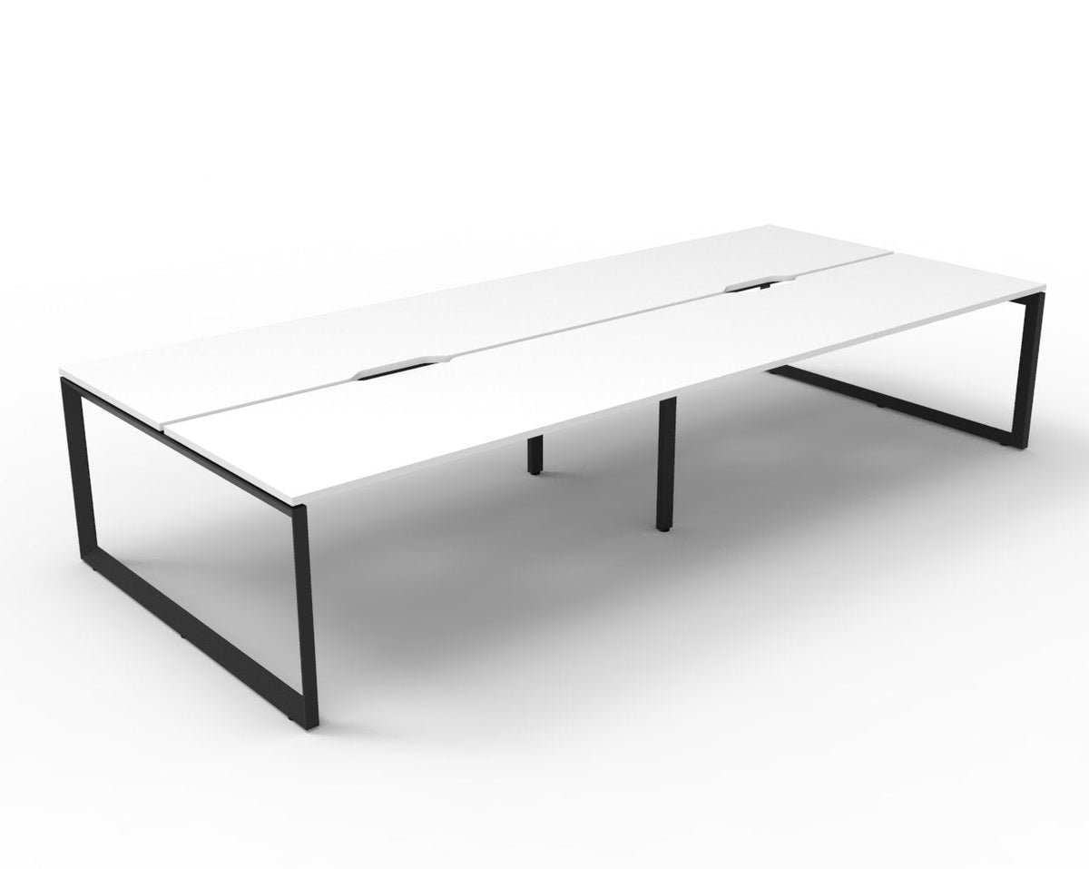Rapidline Deluxe Infinity Back to Back 4 Person Workstation Loop Leg 1200 x 750mm Natural White / Black Satin