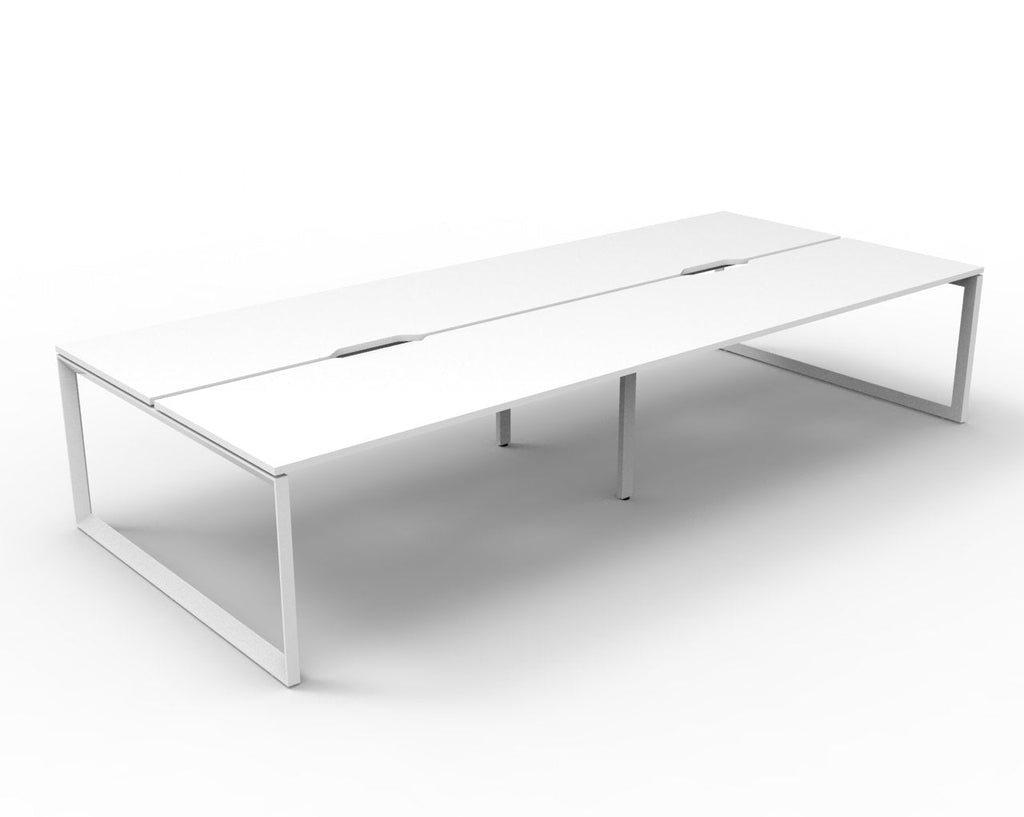 Rapidline Deluxe Infinity Back to Back 4 Person Workstation Loop Leg 1800 x 750mm Natural Oak / Black Satin