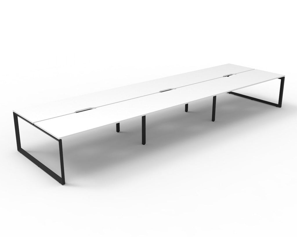 Rapidline Deluxe Infinity Back to Back 6 Person Workstation Loop Leg 1200 x 750mm Natural White / Black Satin