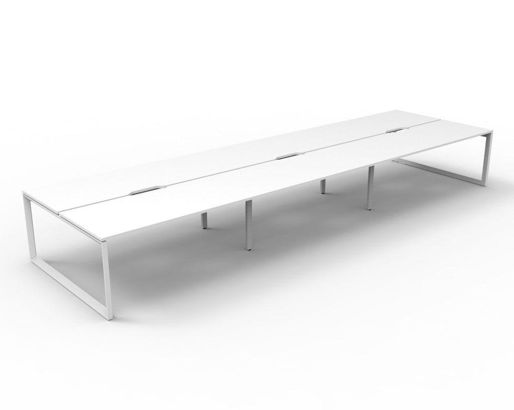 Rapidline Deluxe Infinity Back to Back 6 Person Workstation Loop Leg 1500 x 750mm Natural White / White Satin